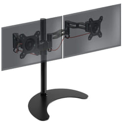 Duronic DM35D2 Dual Monitor Stand for Two 13-27â PC Screens Up to 8KG, VESA, Freestanding Arm with Adjustable Height/Tilt/Swivel/Rotation (Black)