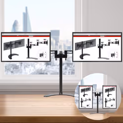 Duronic DM35D2 Dual Monitor Stand for Two 13-27â PC Screens Up to 8KG, VESA, Freestanding Arm with Adjustable Height/Tilt/Swivel/Rotation (Black)