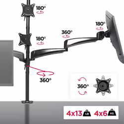 Duronic DM453VX1 Quad Monitor Stand for Four 15-27