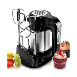 Duronic HM3 Electric Hand Mixer Set 300W | Black & Stainless Steel |Baking |Storage Stand | 5 Speed | Turbo Function | 2 Beaters | 2 Hooks