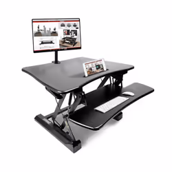Duronic DM05D3 Sit-Stand Workstation, 73x59cm Desk Platform, Height Adjustable Desktop 15-50cm, Ergonomic Desktop Table Conve ...