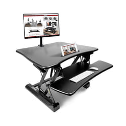 Duronic DM05D3 Sit-Stand Workstation, 73x59cm Desk Platform, Height Adjustable Desktop 15-50cm, Ergonomic Desktop Table Converter (black)