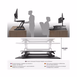 Duronic DM05D3 Sit-Stand Workstation, 73x59cm Desk Platform, Height Adjustable Desktop 15-50cm, Ergonomic Desktop Table Converter (black)