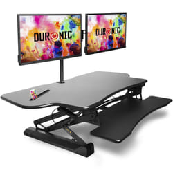 Duronic DM05D4 Sit-Stand Workstation, 120x59cm Desk Platform, Height Adjustable Desktop 15-50cm, Ergonomic Desktop Table Converter (black)