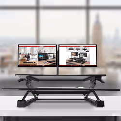 Duronic DM05D4 Sit-Stand Workstation, 120x59cm Desk Platform, Height Adjustable Desktop 15-50cm, Ergonomic Desktop Table Converter (black)