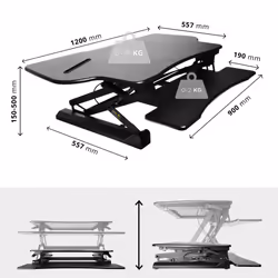 Duronic DM05D4 Sit-Stand Workstation, 120x59cm Desk Platform, Height Adjustable Desktop 15-50cm, Ergonomic Desktop Table Converter (black)