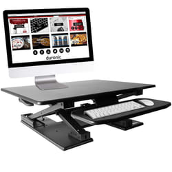 Duronic DM05D6 Sit-Stand Workstation, 80x62cm Desk Platform, Height Adjustable Desktop 13-45cm, Ergonomic Desktop Table Converter (black)
