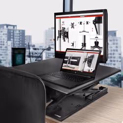 Duronic DM05D6 Sit-Stand Workstation, 80x62cm Desk Platform, Height Adjustable Desktop 13-45cm, Ergonomic Desktop Table Converter (black)