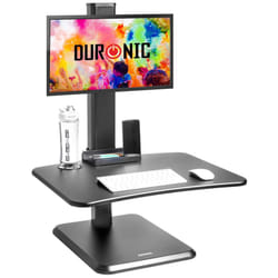 Duronic DM05D14 Sit-Stand Workstation, 65x51cm Desk Platform, Height Adjustable Desktop 7-44cm, Ergonomic Desktop Converter & Monitor Mount (black)