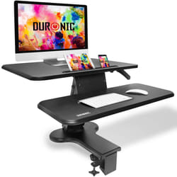 Duronic DM05D13 Sit-Stand Workstation, 64x44cm Desk Platform, Height Adjustable Desktop 12-40cm, Ergonomic Desktop Table Converter with Clamp (black)