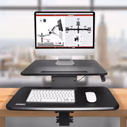 Duronic DM05D13 Sit-Stand Workstation, 64x44cm Desk Platform, Height Adjustable Desktop 12-40cm, Ergonomic Desktop Table Converter with Clamp (black)