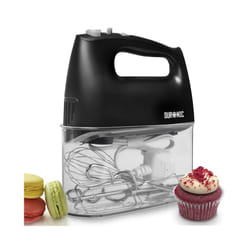 Duronic HM4  /BK Electric Hand Mixer, 5 Speeds, 400W, 5 Attachments: 2 Beaters/2 Dough Hooks/1 Whisk, All-in-One with Built-In Storage Case (black)