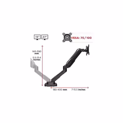Duronic Monitor Arm Stand DMDC52 | Double Gas-Powered PC Desk Mount | BLACK | Height Adjustable | For Two 13-24 LED LCD Screens | VESA 75/100 | 6