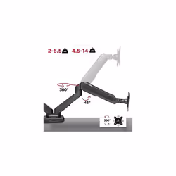 Duronic Monitor Arm Stand DMDC52 | Double Gas-Powered PC Desk Mount | BLACK | Height Adjustable | For Two 13-24 LED LCD Screens | VESA 75/100 | 6