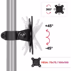 Duronic DM15 DM25 VESA Head, Universal Mounting Head to Use with Any Duronic Desk Mount Pole, PC Computer Screen Bracket, Rotates & Tilts, VESA 75/100