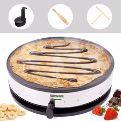 Duronic PM131 Crepe Maker, 33cm Electric Pancake Machine, 1300W, Cook Traditional French Crepes and Galettes, Non-Stick, Incl ...