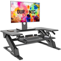 Duronic DM05D21 Sit-Stand Workstation, 92x52cm Desk Platform, Height Adjustable Desktop 13-49cm, Ergonomic Desktop Table Converter (black)