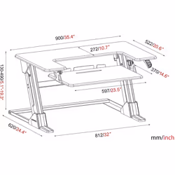 Duronic DM05D21 Sit-Stand Workstation, 92x52cm Desk Platform, Height Adjustable Desktop 13-49cm, Ergonomic Desktop Table Converter (black)