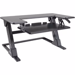 Duronic DM05D21 Sit-Stand Workstation, 92x52cm Desk Platform, Height Adjustable Desktop 13-49cm, Ergonomic Desktop Table Converter (black)