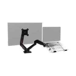 Duronic DMDCL1X1 Dual Monitor Stand for 13-24â PC Screen & Laptop, Up to 6.5KG, Gas-Powered Arms, Adjustable Height/Tilt/Swivel/Rotation (Black)