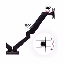 Duronic DMDCL1X1 Dual Monitor Stand for 13-24â PC Screen & Laptop, Up to 6.5KG, Gas-Powered Arms, Adjustable Height/Tilt/Swivel/Rotation (Black)
