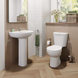 Modern Bathroom Close Coupled Toilet Basin Sink Pedestal Set Cloakroom Suite
