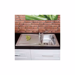 Stainless Steel Inset Kitchen Sink Single Bowl Reversible Drainer + FREE Waste