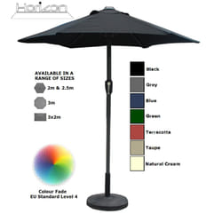 Parasol Aluminium Crank Full & Half Shade Umbrella - 2.5m, Black