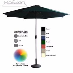 Parasol Aluminium Crank Full & Half Shade Umbrella - 3m, Green