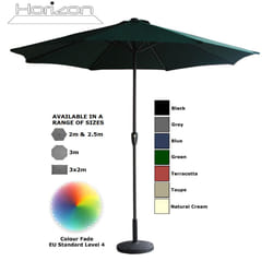 Parasol Aluminium Crank Full & Half Shade Umbrella - 3m, Green