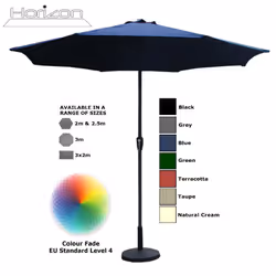 Parasol Aluminium Crank Full & Half Shade Umbrella - 3m, Blue