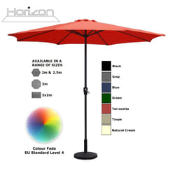 Parasol Aluminium Crank Full & Half Shade Umbrella - 3m, Terracotta