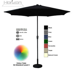 Parasol Aluminium Crank Full & Half Shade Umbrella - 3m, Black