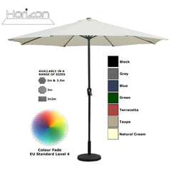 Parasol Aluminium Crank Full & Half Shade Umbrella - 3m, Natural Cream