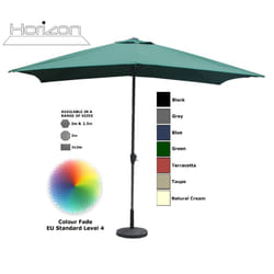 Parasol Aluminium Crank Full & Half Shade Umbrella - 3x2m, Green
