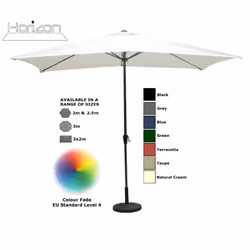 Parasol Aluminium Crank Full & Half Shade Umbrella - 3x2m, Natural Cream