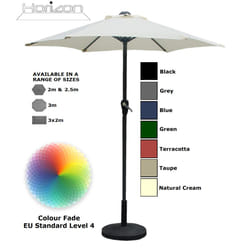 Parasol Aluminium Crank Full & Half Shade Umbrella - 2m, Natural Cream