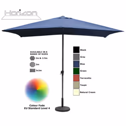 Parasol Aluminium Crank Full & Half Shade Umbrella - 3x2m, Blue