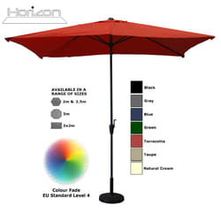 Parasol Aluminium Crank Full & Half Shade Umbrella - 3x2m, Terracotta