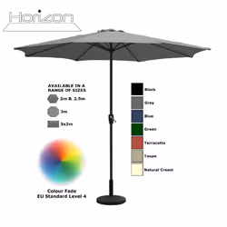 Parasol Aluminium Crank Full & Half Shade Umbrella - 3m, Grey