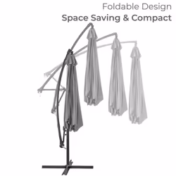 3m Cantilever Parasol Garden Banana Hanging - Grey