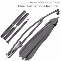 3m Cantilever Parasol Garden Banana Hanging - Grey