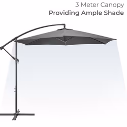 3m Cantilever Parasol Garden Banana Hanging - Black