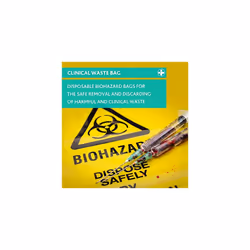 Clinical Waste Sack With Adhesive Strip To Identify And Highlight Hazardous Waste Color Yellow 30cm x 20cm Lenght x Width Pack of 50