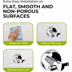 Bathroom Hook Suction Cup Fix Non Rust Stainless Steel Robe No Nail