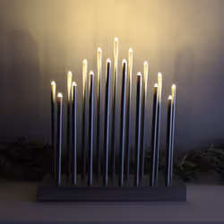 29cm Tall Battery Operated Candle Bridge with 6 Hour Timer & 17 LEDs - Silver
