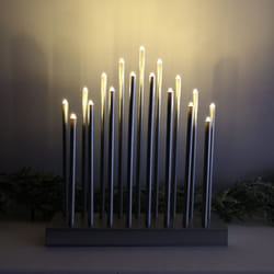 29cm Tall Battery Operated Candle Bridge with 6 Hour Timer & 17 LEDs - Silver
