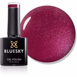 Bluesky Gel Nail Polish, Red Baroness 80509, Dark, Glitter, Red, Ruby, Long Lasting, Chip Resistant, 10 ml (Requires Drying U ...