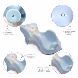 WarmWave Baby Bath Support Seat - Suitable from Newborn - with Anti-Slip Suction Cups 0-6 Months - Blue