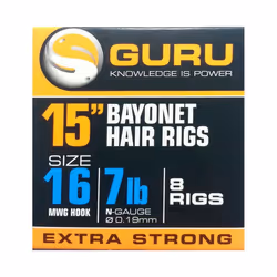 Guru 15 Inch Bayonet Hair Rigs - Size 12 - 9lb